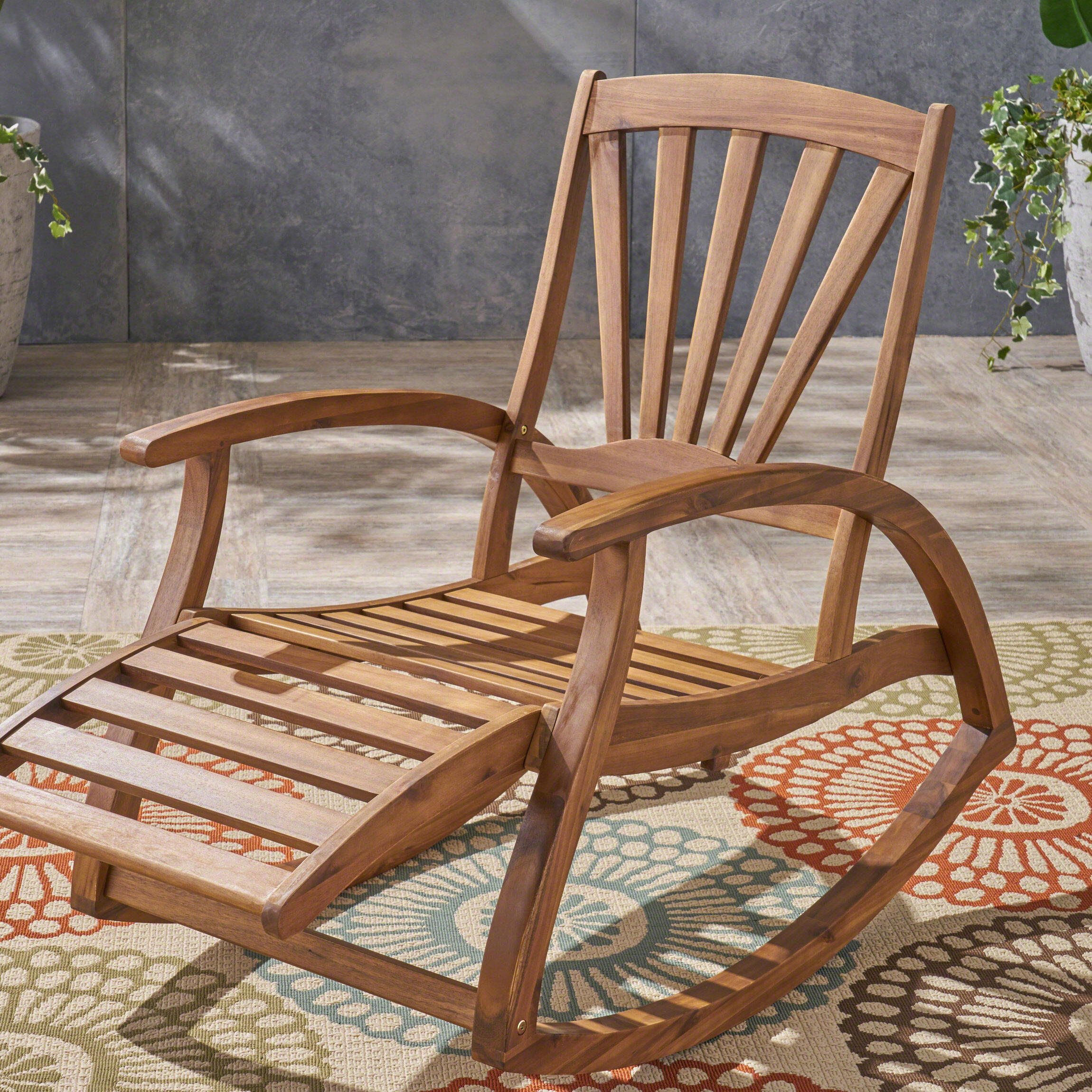 Highland Dunes Outdoor Cathleen Rocking Solid Wood Chair & Reviews ...