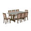 Ensemble de 9 pièces comprenant une table de salle à manger en ciment et 8 chaises de salle à manger en tissu de lin avec dossier haut - finition jacobine patinée-1738387069-1673142892