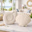 Trish Coastal Shell Polyresin Figurine Set of 2 – Decorative Sculptures for Home Decor, Living Room Tabletop & Shelf Accents - 7",  Distressed White & Beige