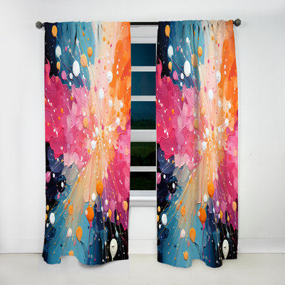 Landseer Pink And Blue Neon Pop Art III - Pop Art Curtain - Velvet Room Darkening - 1 panel