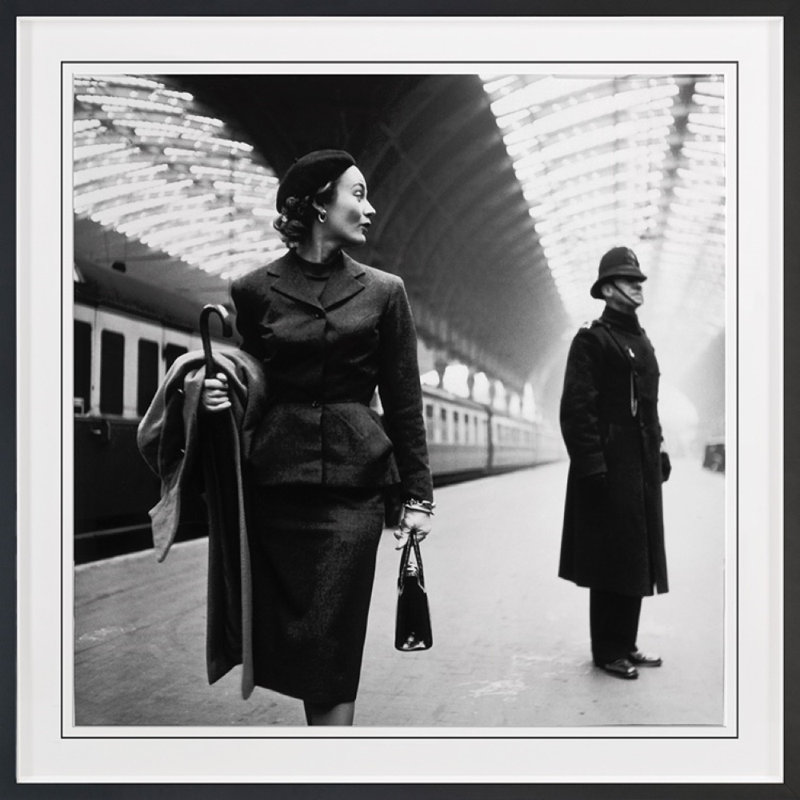 Woman In Train Station Print by Grand Archives, Black, 22" H x 22" W