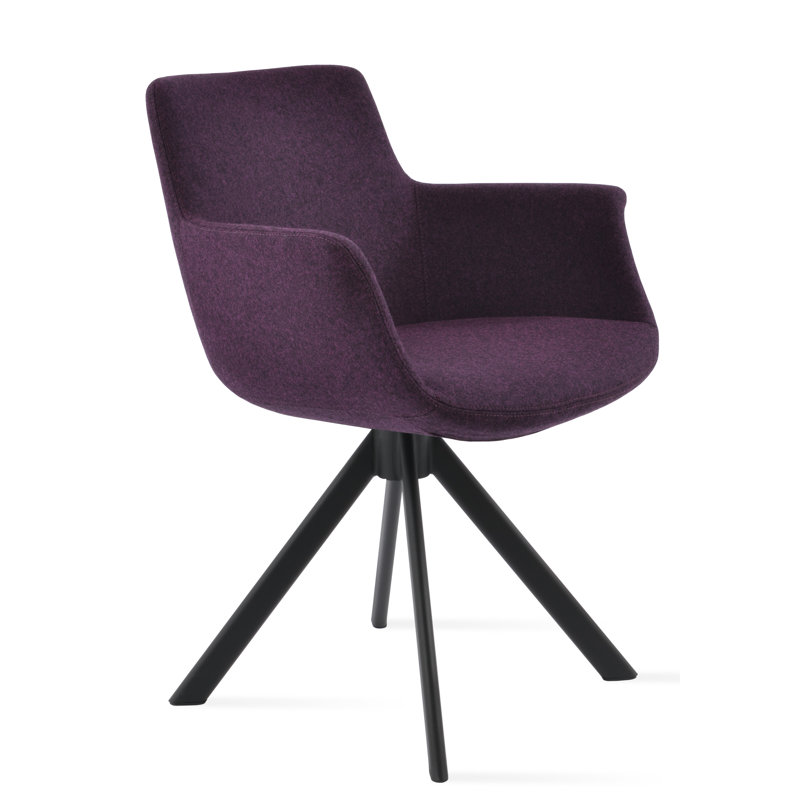 Chaise avec accoudoirs pivotante Bottega, Marron foncé, Noir
