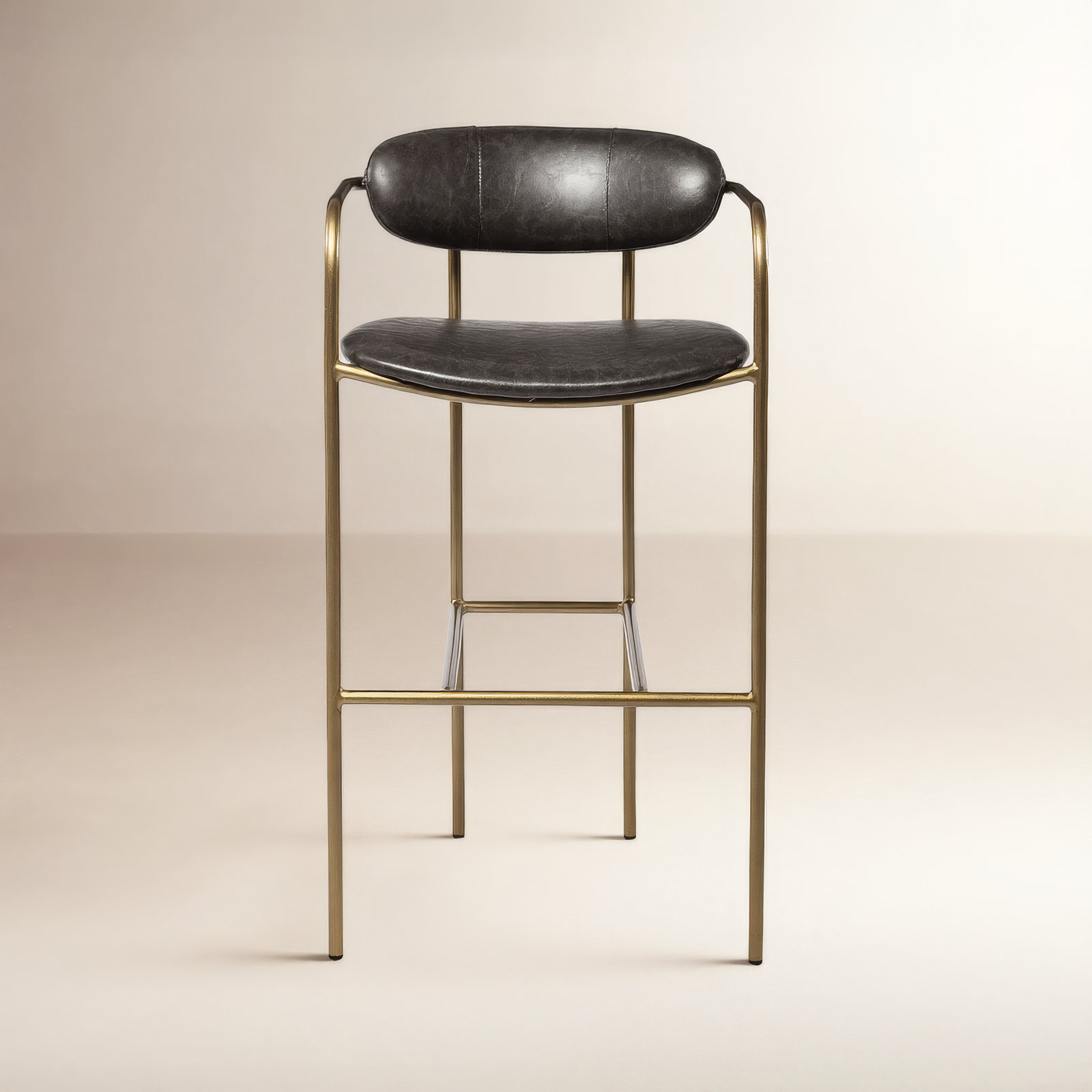Belarus Fabric Seat Stool, Bar Stool (30" Seat Height), Gold, Dark Brown