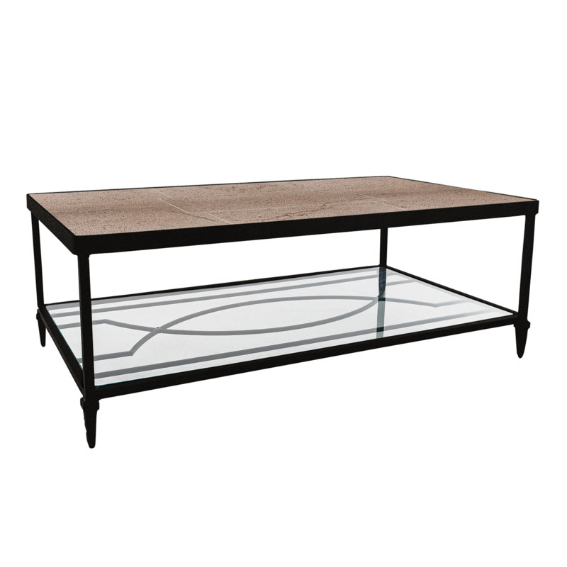 Kensington Outdoor Rectangle Coffee Table, Canyon Taupe, Carbon Black