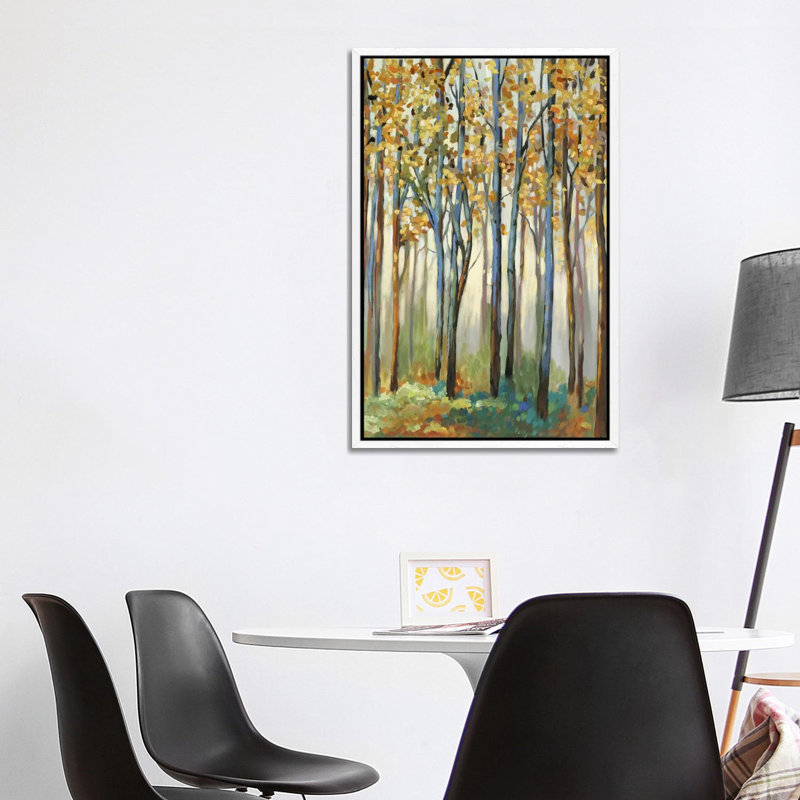 Golden Leaves by Allison Pearce - Painting on Canvas, White Framed Canvas, 101.6 cm H x 66.04 cm W