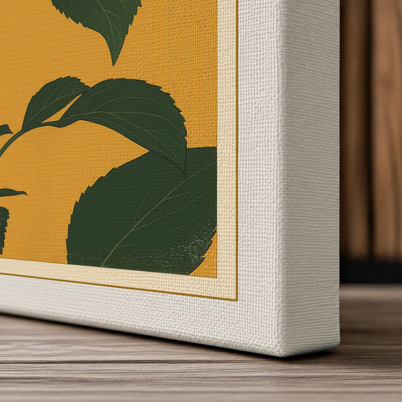 Golden Chrysanthemum Botanical - Wrapped Canvas, 18x12 - 45.7 x 30.5 cm, Cream Border