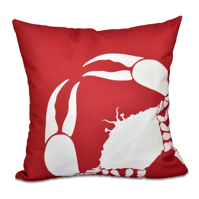 Beach Vacation Crab Dip Square Pillow Cover & Insert, 20" H x 20" W, Coral