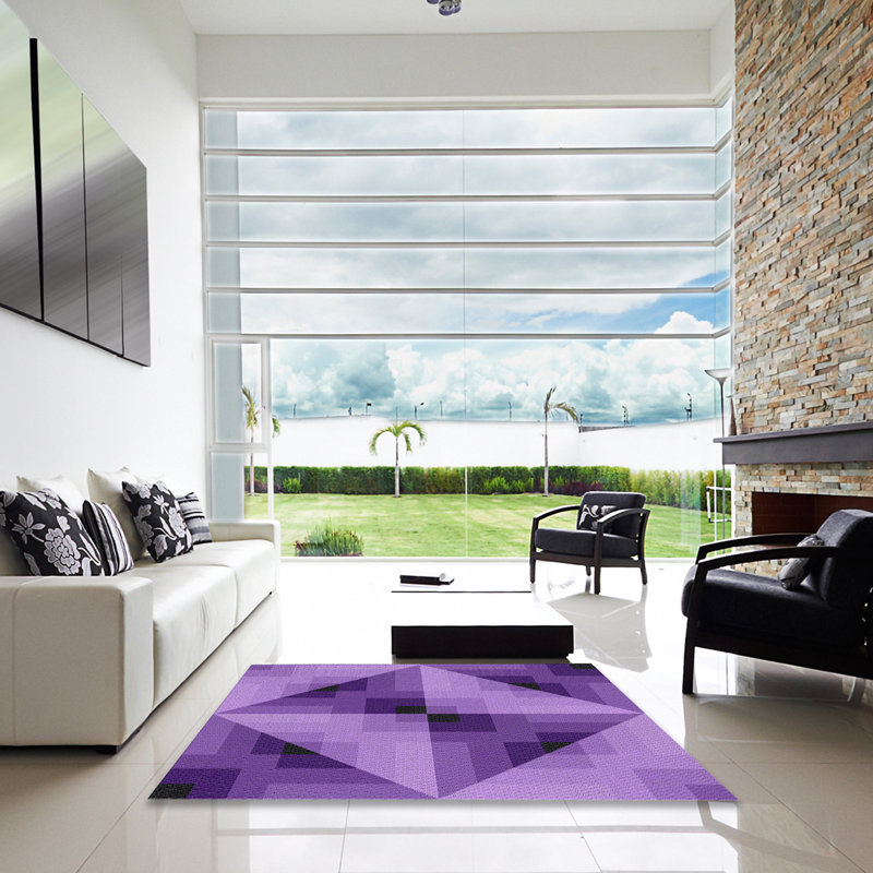 Tapis mauve à motifs/bleu marine Holte, Carré 3 pi