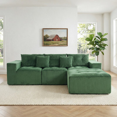 L-Shaped Custom Sofa, Yunduo Boneless Sofa With Deep Seat And High Backrest, Fabric Upholstered Sofa, Made In Series, Suitable For Living Room And Bedroom