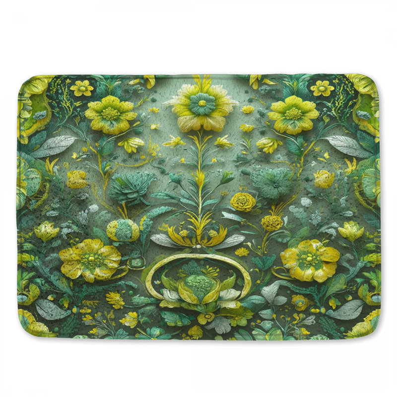 Tapis de bain à motif floral complexe, 24in W x 17in L