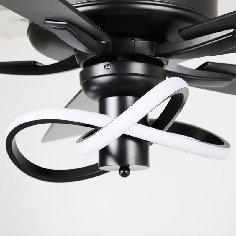 Ventilateur de plafond 52 "à DEL moderne 3CCT avec télécommande, pales double face, à intensité variable, moteur réversible à 6 vitesses, tiges verticales 4" / 10 "