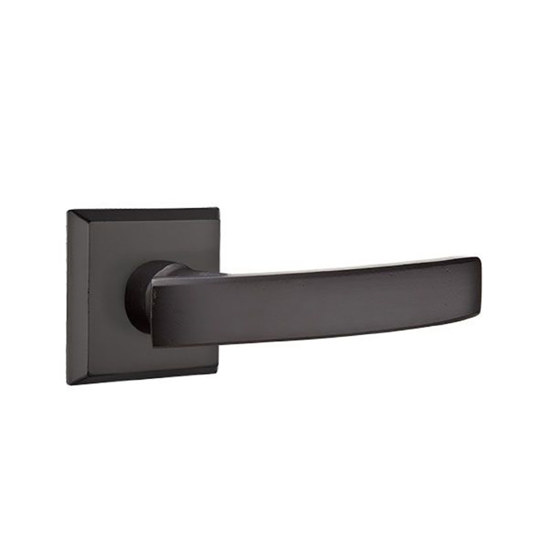 Levier de porte avec rosette Yuma, Droite, Bronze plat noir patiné