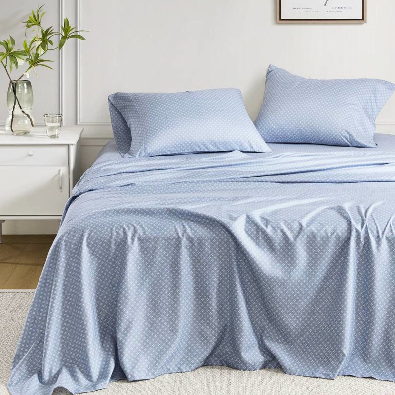 100% Comforter With Sheets, Twin, Blue Floral Design Twin Breathable Microfiber