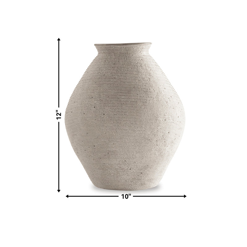 Polyresin Table Vase, 12" H x 10" W x 10" D, White