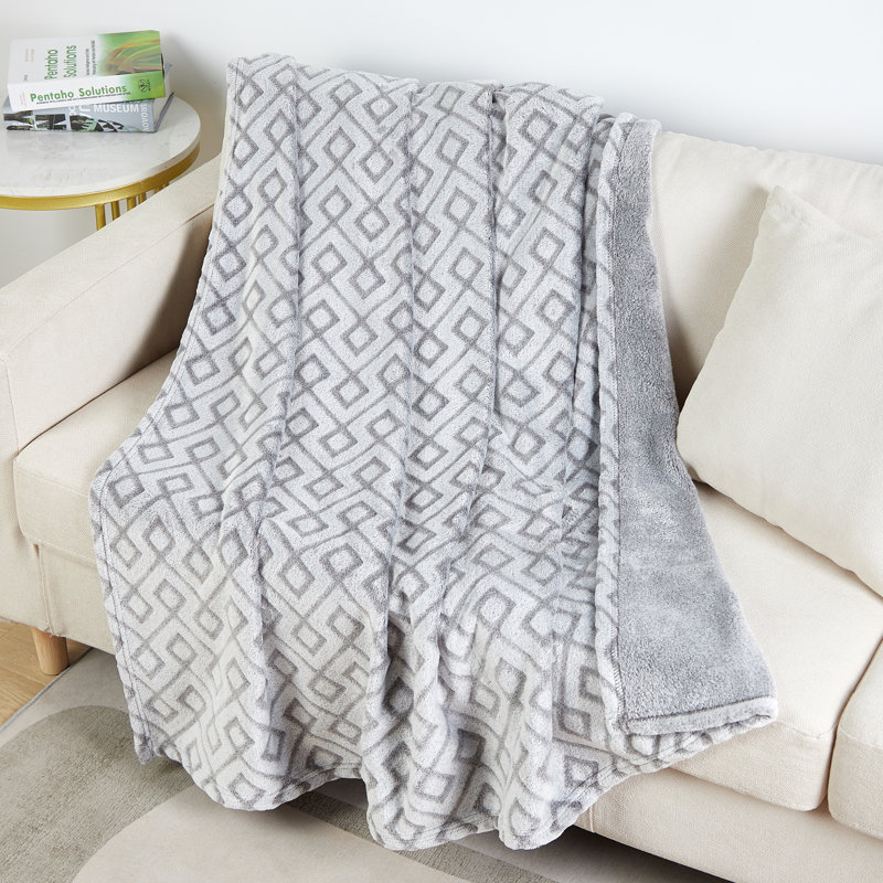 Jeté en sherpa Soft Lux, Gris / blanc