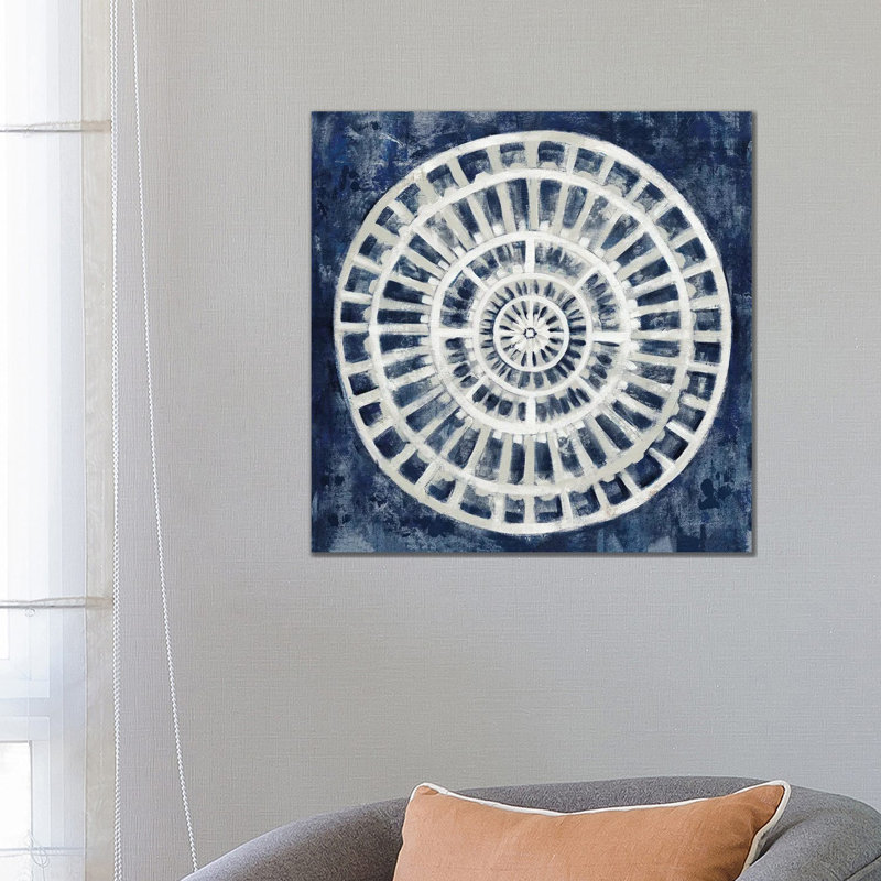 Blue Textured Medallion by Silvia Vassileva - Gallery-Wrapped Canvas Giclée on Canvas, 66.04 cm H x 66.04 cm W x 1.91 cm D