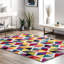 Tapis en laine à motif géométrique Sesto pour le salon, la chambre à coucher, la chambre de bébé, la salle à manger et la cuisine, multicolore / ivoire-755980586