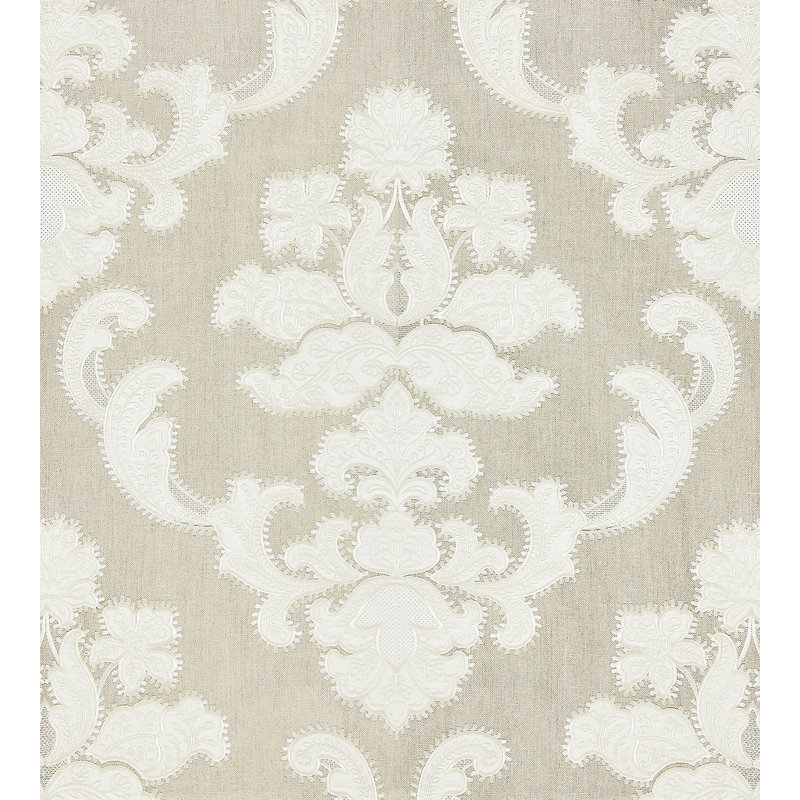Norden Cornelia Damask Embroidery Fabric, Flax