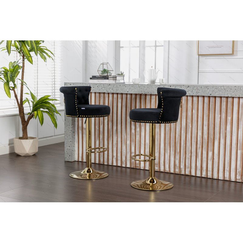 Ensemble de 2 tabourets de bar pivotants à hauteur de comptoir réglable avec repose-pieds pour cuisine, salle à manger 2PC / ENSEMBLE