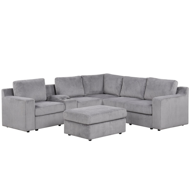  Canapé modulaire en tissu avec rangement 9 pièces Diantha , Gris