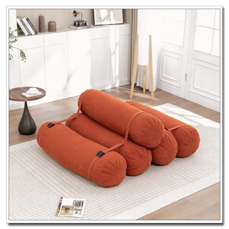 Chaise de plancher ajustable, canapé en velours côtelé avec sangles réglables, Orange