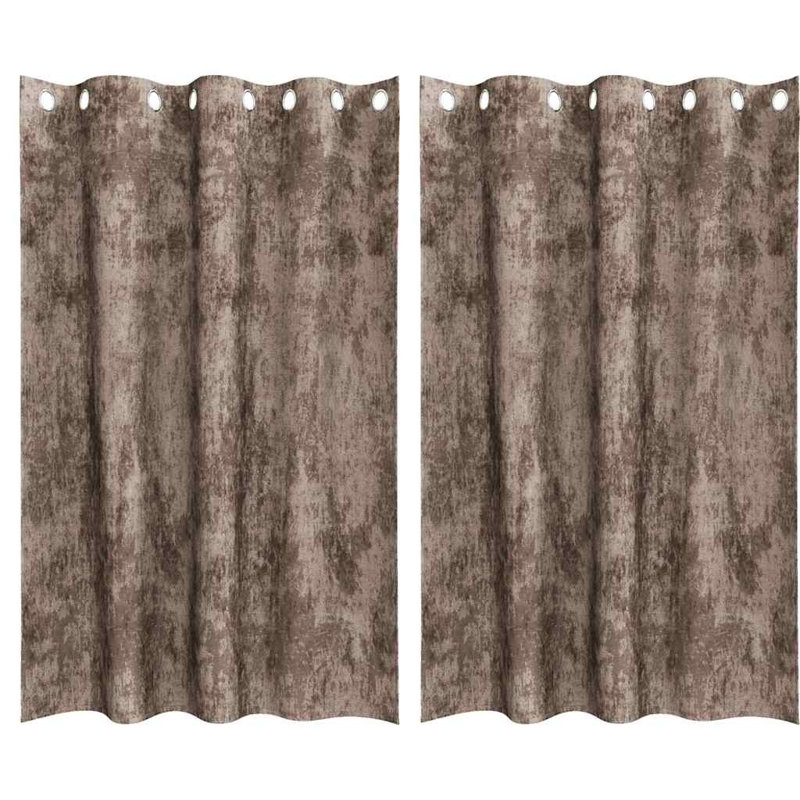 Alithia Velvet Room Darkening Curtain Pair, 140cm Width x 175cm Drop, Cappuccino