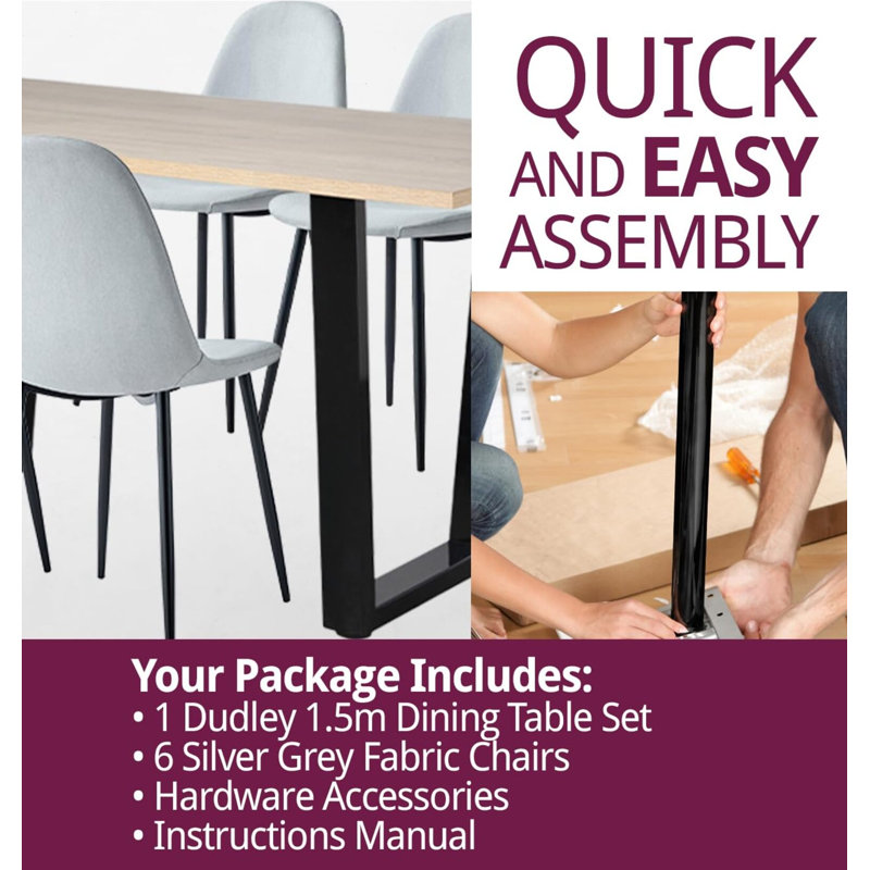 Barratt 6 - Person Dining Set, 77cm H x 150cm L x 80cm W