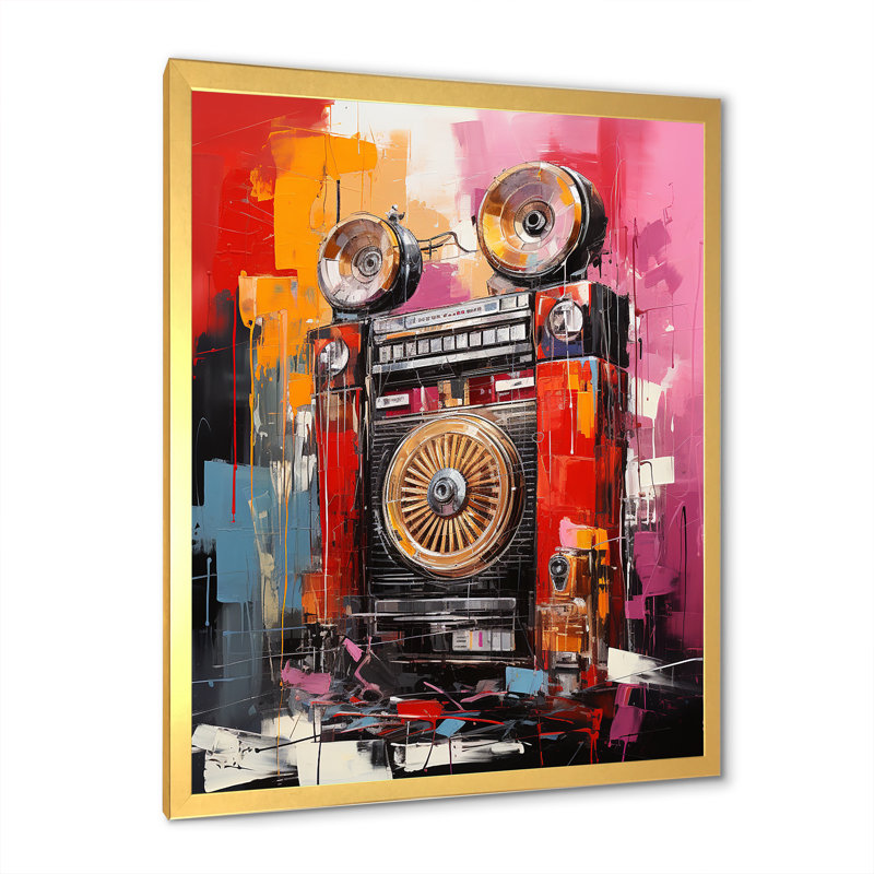 Abstract Rhythms Jukebox 1 - Jukeboxes, art mural, Cadre photo doré simple, H 32 po x l 16 po x P 1 po