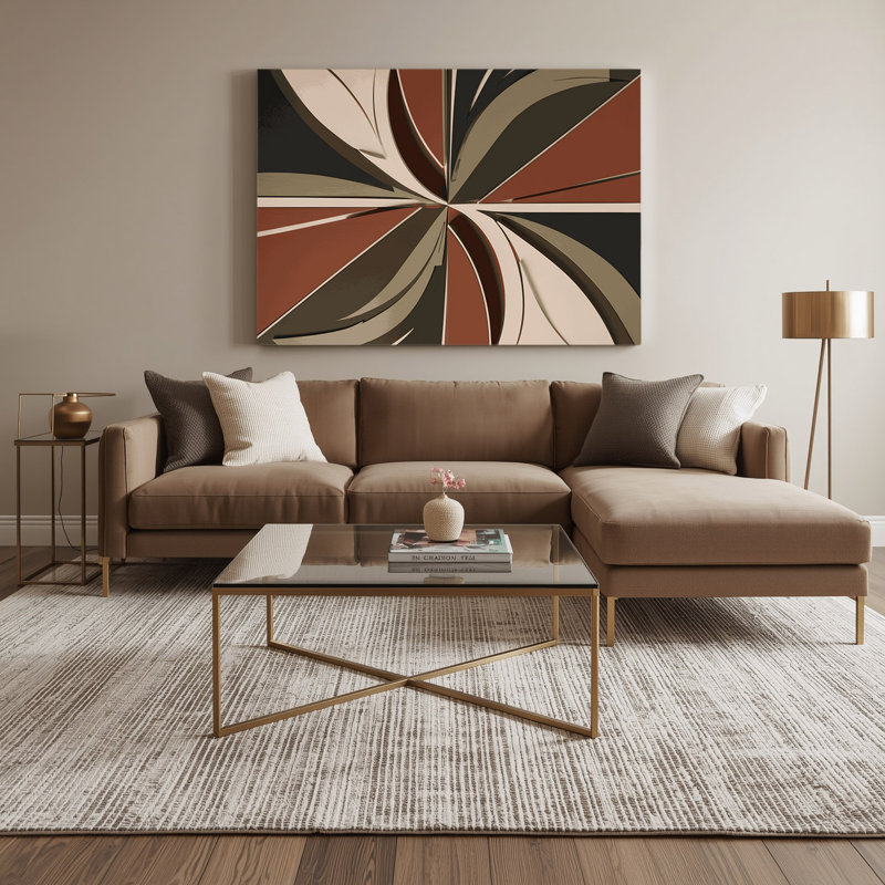«Geometric Abstraction 87», art mural sur toile brune, H 20 po x l 30 po