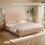 Upholstered Boucle Platform Bed with Curved Shaped Headboard & Soft Rounded Corners-693513338-673056968