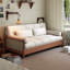 Canapé-lit standard en rotin beige et blanc-117167585