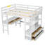 Lit mezzanine avec bureau intégré et rangement, blanc