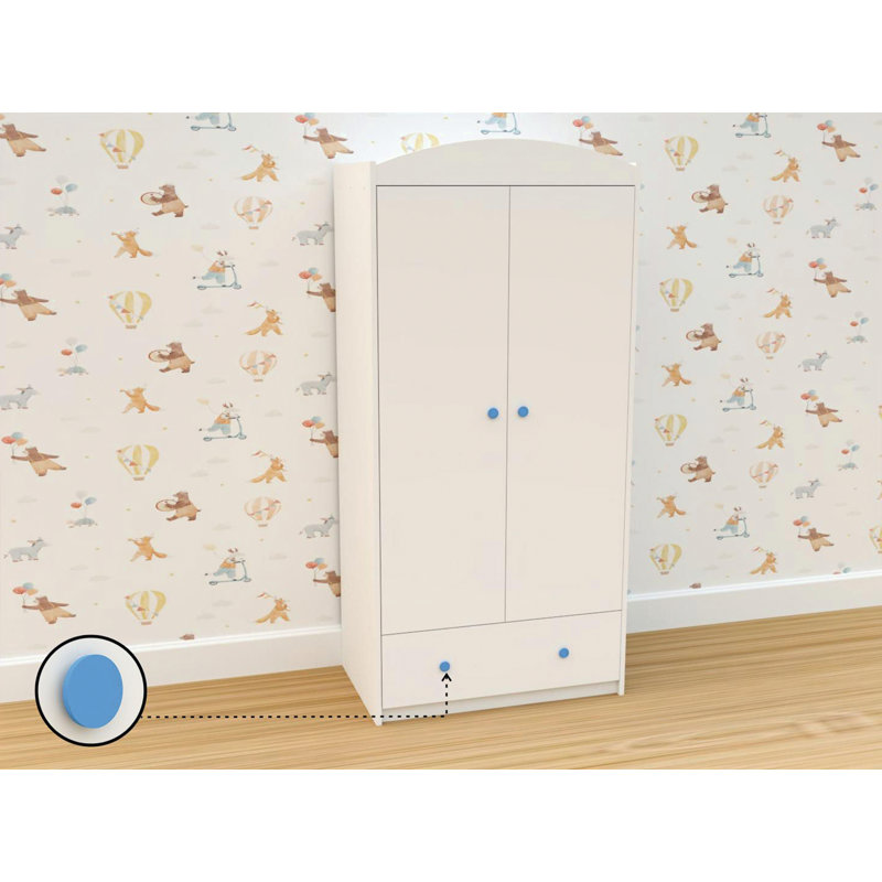 Plumley 2 Door Wardrobe, White/Blue