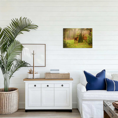 Green Forest Deer Pictures Prints Canvas Art For Home Decor,12 By 18-Inch
