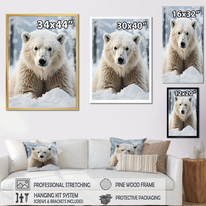 Beckah Alaska, rencontre polaire sur toile, Cadre naturel flottant, H 20 po x l 12 po x P 1 po