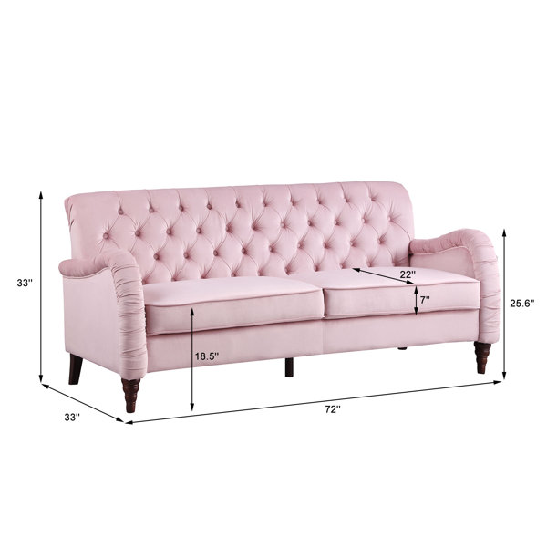 Charlton Home® Alfie-Lee 72'' Tufted Pleated Round Arm Sofa | Wayfair