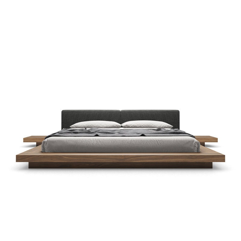 Upholstered Bed, Wenge/White Leather, King