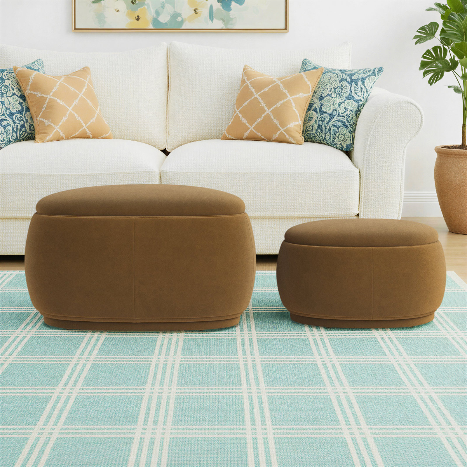 Hoya 34" Ottoman, Soren Ochre Performance Velvet