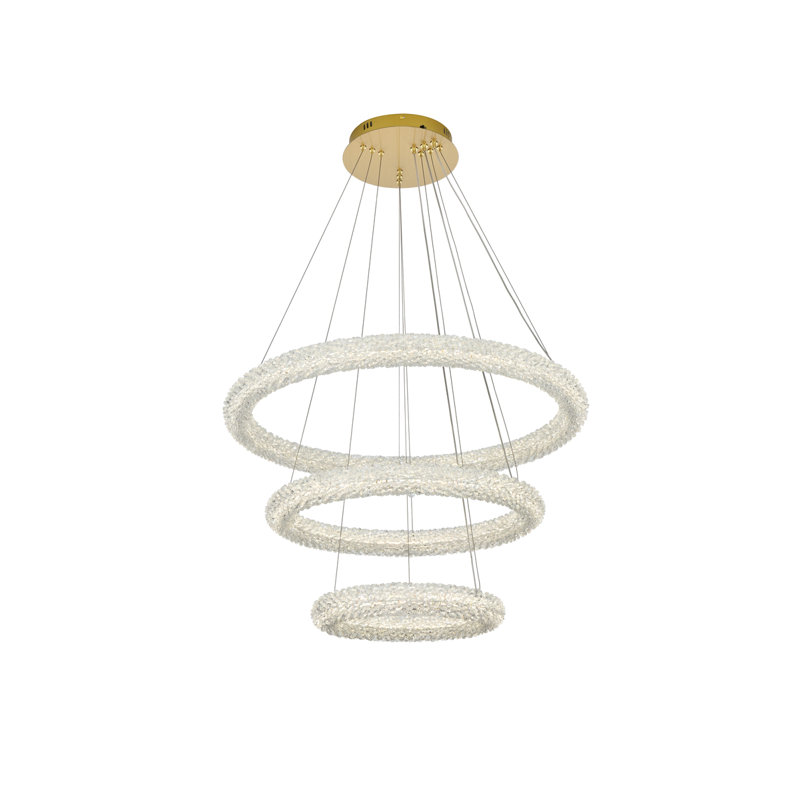 Lustre gradué à 3 lumières DEL Brindalla, Or satiné