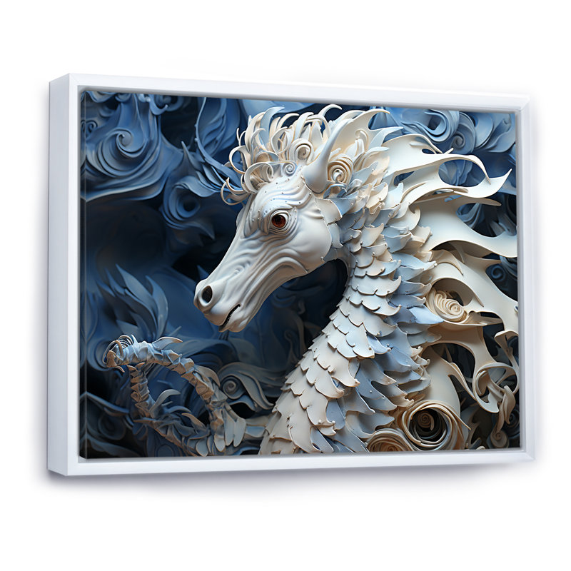 «Underhor Seahorse Elegance» sur impression sur toile, Cadre flottant blanc, H 24 po x l 32 po x P 1 po