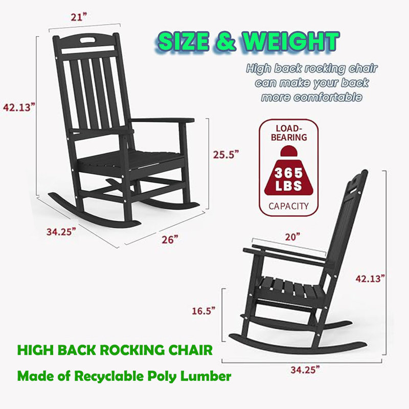Chaise berçante en plastique Brayshun, Noir