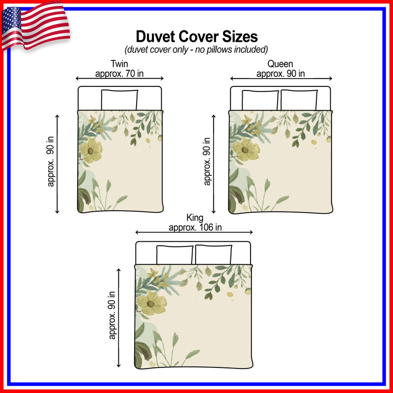 Housses de couette Botanical Floral Illustration, Lit simple