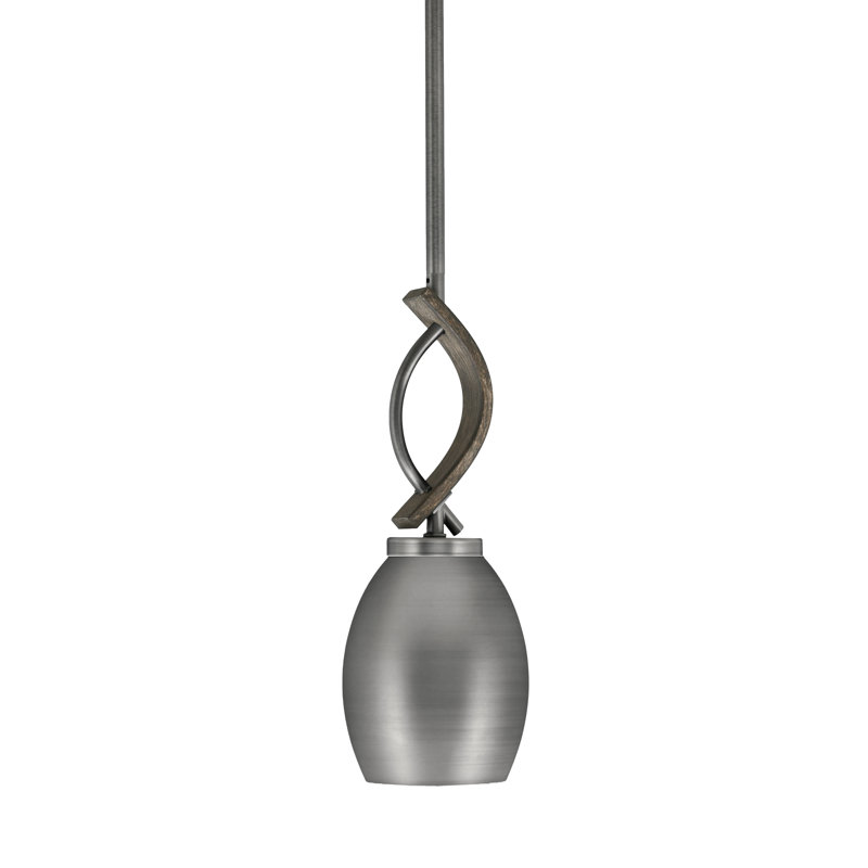 Mini-luminaire suspendu avec tige 5 po Hallmann, Graphite / bois patiné peint, Graphite ovale
