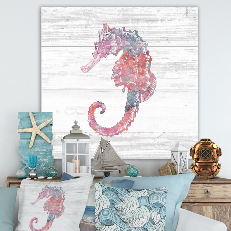 " Pink Seahorses Ocean Life ", 46" H x 46" W x 1.5" D