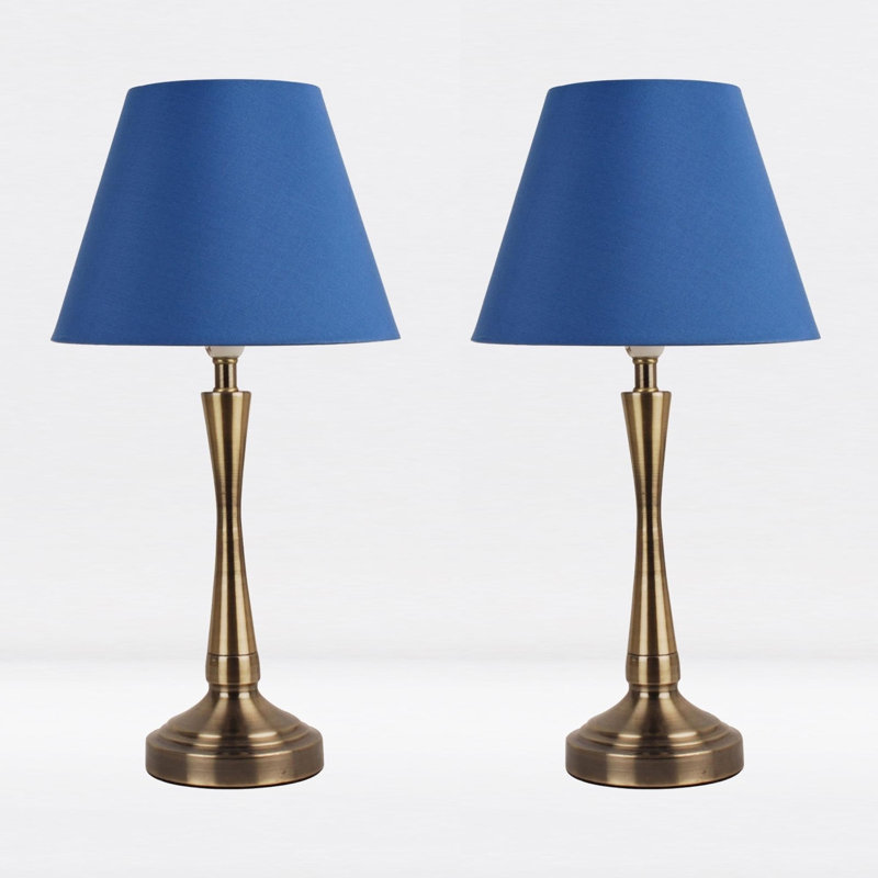Laskowski Metal Table Lamp, Antique Brass, Blue