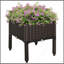 Lit surélevé avec pieds surélevés, jardinière avec bac à fleurs et plantes, brun