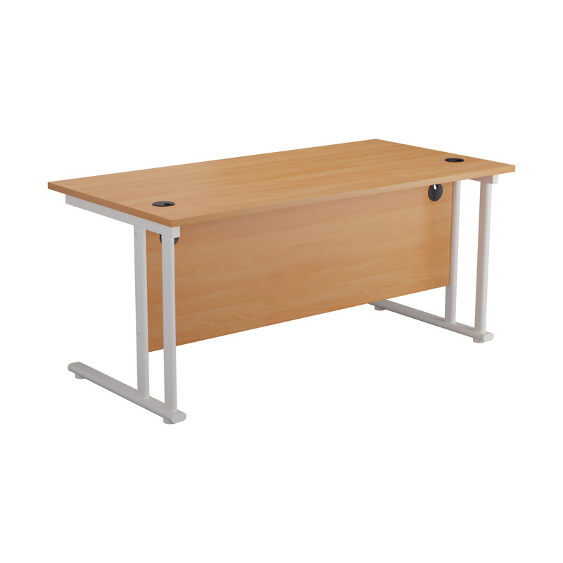 Metal Base Desk Shell, Beech - White, 73cm H x 160cm W x 80cm D