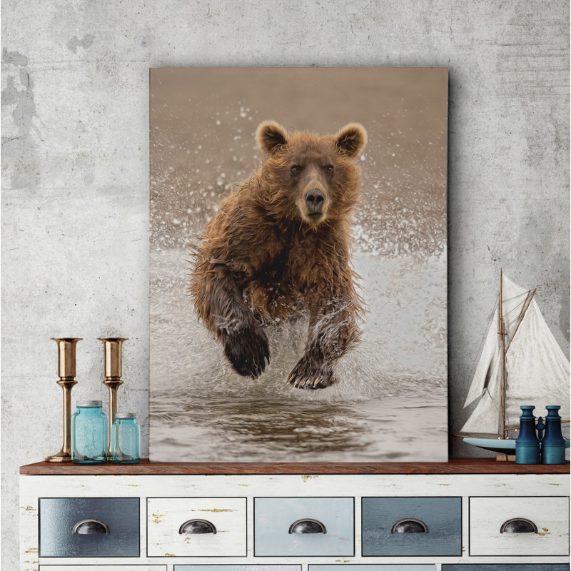 «Bears at Play II», reproduction de photo sur toile tendue, H 36 po x l 48 po x P 1,5 po