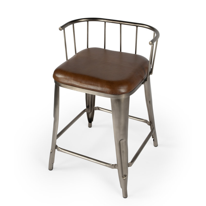 Coriander Iron & Leather 25" Counter Stool