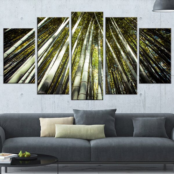 DesignArt Long Bamboos In Bamboo Forest On Canvas 5 Pieces Print | Wayfair